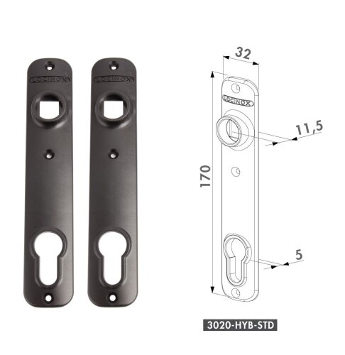 LOCINOX® krycí štítek s otvorem pro kliku a cylindrickou vložku, rozteč 92 mm, materiál: polyamid, cena za PÁR
